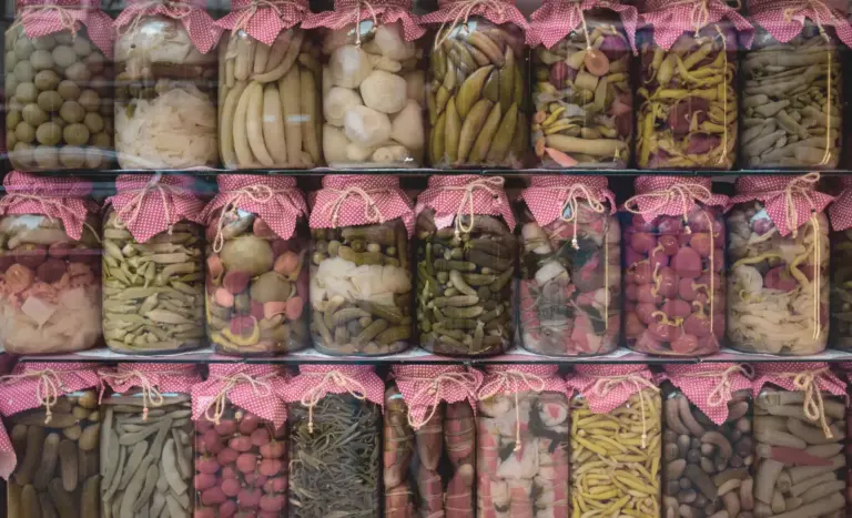Ferentation, fermentierte Lebensmittel in Gläsern